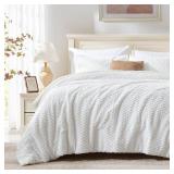 BEDELITE Fluffy Twin Comforter Set - White Fleece Soft Comforter for Twin Size Bed, Luxury Warm Bedding Set for Winter, Fuzzy Bed Set 2 Pieces (1 Comforter, 1 Pillowcase)