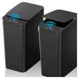 KOEYLE 2 Pack 2.2 Gallon Automatic Touchless Garbage Can, Small Motion Sensor Smart Trash Can, Slim Waterproof Trash Bin for Bedroom, Bathroom, Office, Living Room, Black