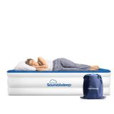 SoundAsleep Dream Series Luxury Air Mattress with ComfortCoil Technology & Built-in High Capacity Pump for Home & Camping- Double Height, Adjustable, Inflatable Blow Up, Portable - Queen Size - Retail