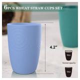 Homienly Drinking Glasses Premium Wheat Straw Unbreakable Cups - Set of 6 Alternative to Plastic Cups Reusable Unbreakable Drinking Cup Reusable Dishwasher Safe Water Glasses Tumblers (12 OZ)