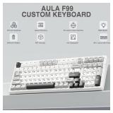 AULA F99 Wireless Mechanical Keyboard,Tri-Mode BT5.0/2.4GHz/USB-C Hot Swappable Custom Keyboard,Pre-lubed Linear Switches,Gasket Structure,RGB Backlit Gaming Keyboard for PC/Tablet/PS/Xbox - Retail: $