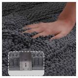 Turquoize Bathroom Runner Rug Gray Large Bathroom Rugs Plush Chenille Bath Rugs Non Slip Washable Long Bathroom Floor Mat 47 x 17, Super Water Absorbent & Soft Washable Bath Rug for Bathroom, Gray