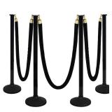 4 Pack Stanchion Post with Velvet Ropes (Weighted Base), Crowd Control Barriers, Red Carpet Runner Poles, Queue Poles for Party, Movie Theater - Retail: $81.12