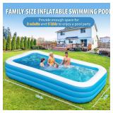 Inflatable Pool with Seat, 130"x72"x22" Large Blow Up Pool Inflatable Swimming Pool for Adults, Swimming Pools Above Ground with Pump for Backyard Garden Lawn Water Party