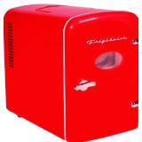 Frigidaire EFMIS129-RED_CP4 Mini Personal Fridge Cooler, 1 Gal Capacity fits Six Cans, Includes Plugs for Home Outlet & DC Charger-9.84" D x 7.09" W x 10.35" H, standard