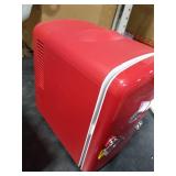 Frigidaire EFMIS129-RED_CP4 Mini Personal Fridge Cooler, 1 Gal Capacity fits Six Cans, Includes Plugs for Home Outlet & DC Charger-9.84" D x 7.09" W x 10.35" H, standard