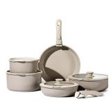 CAROTE Pots and Pans Set, Nonstick Cookware Set Detachable Handle, 11pcs Kitchen Cookware Sets Non Stick with Removable Handle, Induction RV Cookware Set, Oven Safe, Taupe - Retail: $79.43