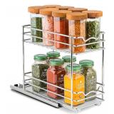 Pull Out Cabinet Organizer for Spices, Cans - Heavy Duty Pull Out Spice Rack- Cabinet Pull Out Shelf for Cans,Dishes, Etc, 4-1/2"W x 10-3/8"D x 8-7/8H, Chrome