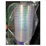 AimFun 25 Iridescent Plastic Cups Holographic Clear Party Cups 12oz Rainbow Disposable Cups for Bachelorette Birthday Wedding Mermaid Party Beverage Drinkware Supplies (25, 12oz)