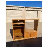 Wooden Entertainment Center on Wheels