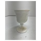 Milk Glass Paneled Grape Goblet Footed Cup Vintage Milk Glass