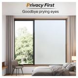 rabbitgoo Privacy Window Film, Frosted Glass Window Clings, Static Cling Heat Blocking Door Stickers for Home Bathroom, Removable Indoor Window Decal Coverings Day and Night, Pure, 17.5" x 78.7"