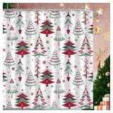 JWXCBIM Christmas Shower Curtain, Xmas Tree Home Bathroom Decor, Polyester Cloth Fabric Bath Curtain with 12 Hooks (72x72 Inches, Christmas Tree 1)