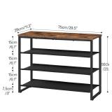 HOOBRO Shoe Rack, 4 Tier Shoe Storage Organizer with 3 Oxford Fabric Shelves and Top Panel, Holds 12-16 Pairs of Shoes for Entryway and Closet, Industrial, Rustic Brown BF47XJ01G1