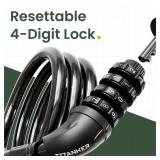 Titanker Bike Lock, Bicycle Lock 4 Feet Cable Lock 1/2 Inch Resettable Bike Lock Combination with Mounting Bracket, Bike Accessories for Bicycle, Electric Scooter, Motorcycle, Black