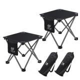 Opliy Camping Stool 2 Pack,13.5 Inch Portable Folding Stool for Outdoor Gardening and Beach Hiking Fishing,Foot Stool with Carry Bag (Black)