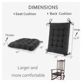 ELFJOY Extra Large Rocking Chair Cushion Thick Linen Chair Pads Back and Seat Cushion 2 Piece Set with Ties