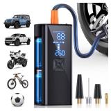 Tire Inflator Portable Air Compressor, 150PSI Portable Air Compressor with Digital Pressure Gauge, 25000mAh Cordless Air Pump for Car, Motorcycle, Bike and More - Retail: $78.35