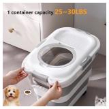 SEWIU 25 lbs Dog Food Storage Container,Collapsible Dog Food Container with Travel Silicone Bowl and Scoop,Pet/Dog/Cat/Bird Food/Cat litter Storage Containers to Keep Dry,Easy to Move.(white)