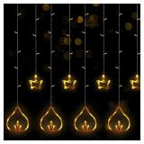 Riakrum 2 Pcs 8.2 ft Diya Lights Diwali String Lights Curtain 120 LED Lights Indoor Light Lamps for Diwali Decorations for Home Wall Window Indian Wedding Garden Bedroom Outdoor Christmas Party Gift