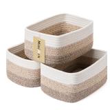 MiniArk Shelf Storage Baskets for Organizing | Closet Organizer Bins | Small Baskets | Toy Basket | Cute Decorative Basket | Cube Storage Bin | Woven Rope Basket |11.5Ã7.5Ã4.7â| 3 Packs Gra