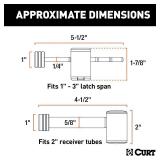 CURT 23505 Right-Angle Trailer Lock Set, 5/8-Inch Pin for 2-Inch Receiver, 1/4 x 3-Inch Coupler Span