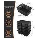 EOENVIVS Plastic Storage Bins with Lids 8 Packs Small Storage Baskets for Organizing Storage Container Organizer Bins for Shelves Desktop Closet Pantry Playroom Classroom Office, Black