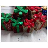 Christmas Winter Holiday Tabletop Presents Gift Boxes Decoration, 3 Sets of 3 Red,Blue and Gold