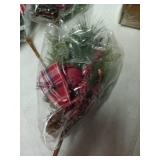 Set of 4 Red Bell and Pine Picks w/Ribbon