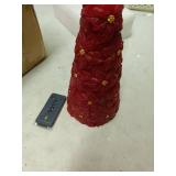 Luminara Flameless Remote Candle 9 Inch Embossed Red Poinsettia Christmas Tree