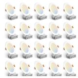 Amico 20 Pack 6 Inch 5CCT Ultra-Thin LED Recessed Ceiling Light with Junction Box, 2700K/3000K/3500K/4000K/5000K Selectable, 12W Eqv 110W, Dimmable Can-Killer Downlight, 1050LM Wafer Lighting - ETL - 