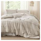 Bedsure Taupe Full Size Comforter Set - 4 Pieces Pinch Pleat Bed Set, Down Alternative Warm Bedding Sets for All Season, 1 Comforter, 2 Pillowcases, 1 Decorative Pillow