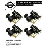 Ladder Rack Ratchet Straps with J-Hook (4PCS), 2" Black Round Tube Mount, 1.5" Wide x 7.5