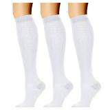 CHARMKING Compression Socks for Women & Men Circulation (3 Pairs) 15-20 mmHg is Best Athletic for Running, Flight Travel, Support, Cycling, Pregnant - Boost Performance, Durability (L/XL, White)