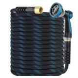 KETTOYA 150FT Garden Hose, Non-Expandable Flexible Water Hose with 10-Pattern Spray Nozzle, Lightweight Hose Pipe, Kink-Resistant, Leak-Proof, Extended Protector & 3/4" Solid Brass Alloy, Super Fabric