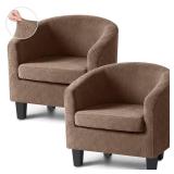 VANSOFY Club Chair Slipcover 2 Piece Stretch Barrel Chair Covers Jacquard Tub Chair Slipcovers Soft Armchair Sofa Cover Couch Furniture Protector?2 Packs,Light Coffee?