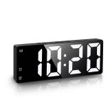 JXTZ Digital Alarm Clock, Alarm Clocks Bedside with Big LED Temperature Display, Bedside Clock with USB/Battery Powered, Snooze, Date, Time, 3 Adjustable Brightness, Voice Control