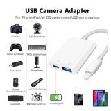 SUNTRSI USB Camera Adapter, USB Female OTG Adapter for iPhone iPad, Portable USB Adapter for iPhone with Charging Port, No Application, Plug and Play