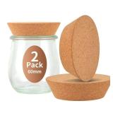 2 Pack Cork Lids Small Cork Lids for Jars Wood Jar Cork Lids Canning Lids Cork Bottle Lids Cork Lids Only for Kitchen Wedding Favor DIY Gift Canning Jars