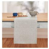 Solino Home Linen Table Runner 60 Inches Long  100% Pure Linen Oyster Grey Table Runner 14 x 60 Inch  Machine Washable Dining Table Runner for Fall, Thanksgiving  Athena