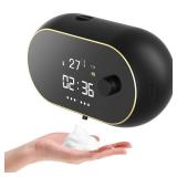 Monstake Automatic Soap Dispenser Touchless Auto Foaming Hands Free Wall Mount Foam Hand Soap Dispenser Electric Plastic Modern Rechargeable Smart Dish Soap Dispenser for Bathroom Kitchen Black