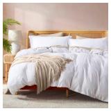 Nestl White Duvet Cover King Size - Soft Double Brushed King Duvet Cover Set, 3 Piece, with Button Closure, 1 Duvet Cover 104x90 inches and 2 Pillow Shams