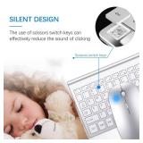 TopMate Wireless Keyboard and Mouse Ultra Slim Combo, 2.4G Silent Compact USB Mouse and Scissor Switch Keyboard Set with Cover, 2 AA and 2 AAA Batteries, for PC/Laptop/Windows/Mac - Silver White