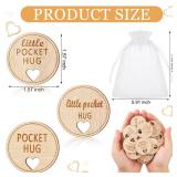 CroBlissful 150 Pcs Wooden Pocket Hug Token Bulk with 3 Pcs Organza Bags Remembrance Little Heart Star Round Pocket Hug Keepsake for Family Birthday Celebration of Life Funeral Love Gifts (Round)