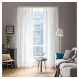 MIULEE 2 Panels Solid Color White Sheer Window Curtains Elegant Window Voile Panels/Draperies/Treatment for Bedroom Living Room (54 X 45 Inches White)