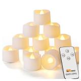 Homemory Flameless Remote Control Tealight Candles with Timer, Battery Operated LED Electric Battery Tea Lights Votive Candles with Remote for Table Decor, Outdoor Decor, Home Decor,12Pcs-Warm White