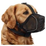 BONTHEE Dog Muzzle,Mesh Soft Muzzle for Small Medium Large Sized Dogs, Breathable Reflective Adjustable Puppy Muzzles with Collar for Scavenging Grooming Biting Chewing,Allows Panting and Drinking