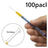 100 Pack 1ml 25Ga Plastic Syringe with Measurement for Scientific Labs, Industrial Dispensing Animal and Pet Supplies, Disposable Individually Wrapped (100, 1ml 25Ga)