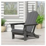 Polytrends Laguna All Weather Poly Outdoor Adirondack Chair - Foldable Gray Poly Synthetic Fiber Plastic - Retail: $216.75