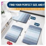 OLANLY Luxury Bathroom Rug Mat 24x16, Extra Soft and Absorbent Polyester Bath Rugs, Non-Slip Plush Shaggy Bath Carpet, Machine Wash Dry, Bath Mats for Bathroom Floor, Tub and Shower, Blue